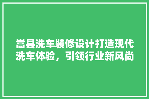 嵩县洗车装修设计打造现代洗车体验，引领行业新风尚  第1张