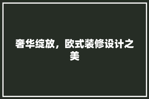奢华绽放，欧式装修设计之美