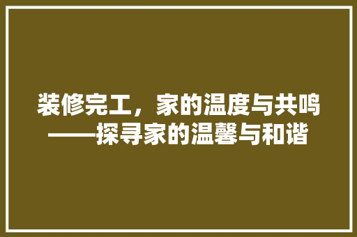 装修完工，家的温度与共鸣——探寻家的温馨与和谐