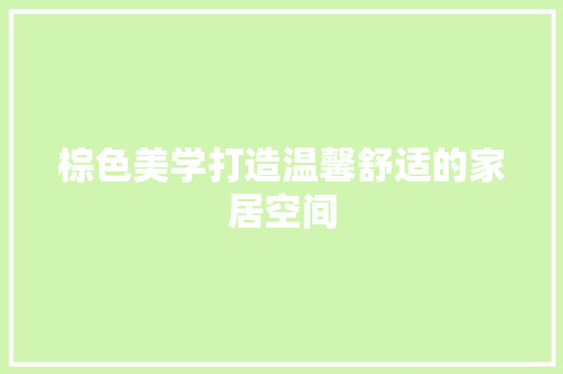 棕色美学打造温馨舒适的家居空间
