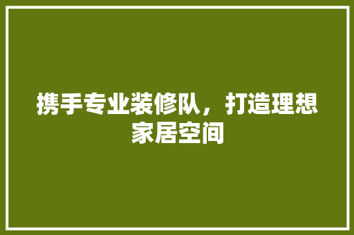 携手专业装修队，打造理想家居空间