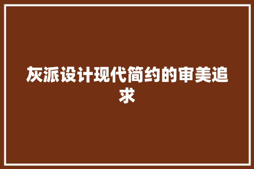 灰派设计现代简约的审美追求