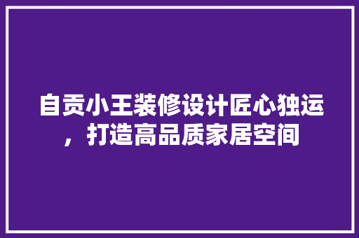 自贡小王装修设计匠心独运，打造高品质家居空间