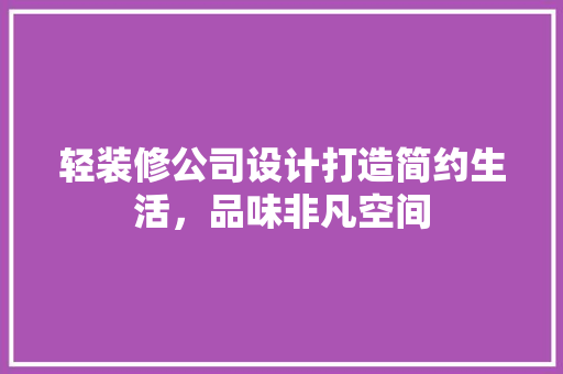 轻装修公司设计打造简约生活，品味非凡空间