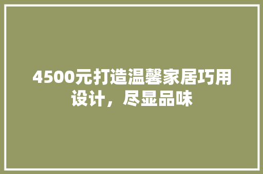 4500元打造温馨家居巧用设计，尽显品味