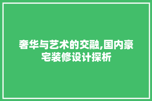 奢华与艺术的交融,国内豪宅装修设计探析