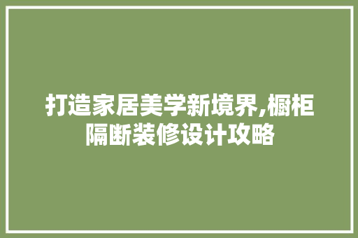 打造家居美学新境界,橱柜隔断装修设计攻略