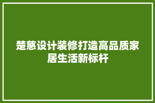 楚慈设计装修打造高品质家居生活新标杆