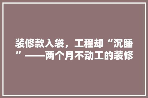 装修款入袋，工程却“沉睡”——两个月不动工的装修困境