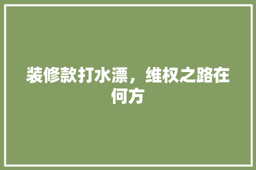 装修款打水漂，维权之路在何方