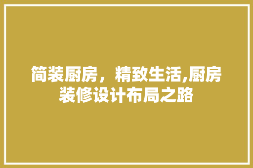 简装厨房，精致生活,厨房装修设计布局之路