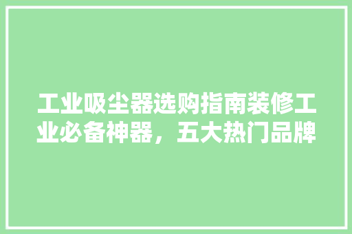 工业吸尘器选购指南装修工业必备神器，五大热门品牌