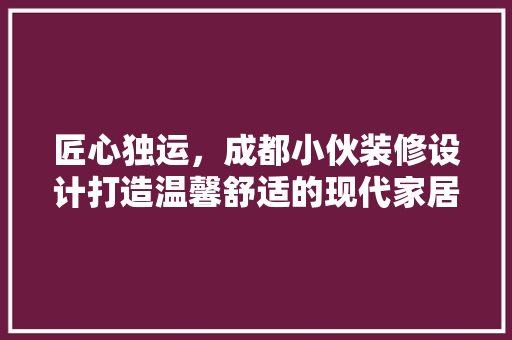 匠心独运，成都小伙装修设计打造温馨舒适的现代家居空间
