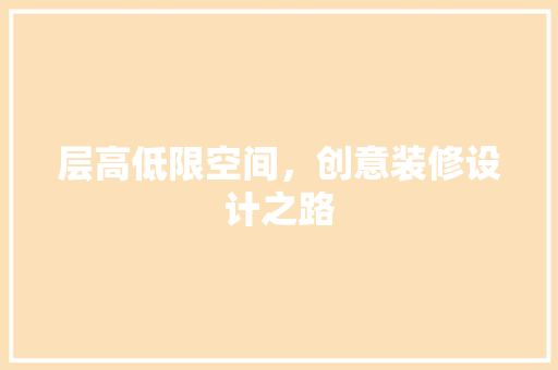 层高低限空间，创意装修设计之路  第1张