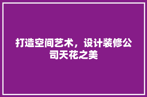 打造空间艺术，设计装修公司天花之美