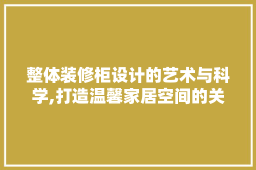 整体装修柜设计的艺术与科学,打造温馨家居空间的关键