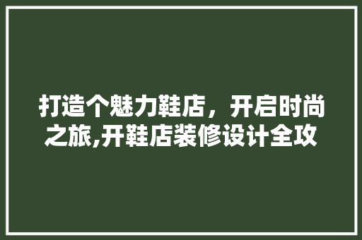 打造个魅力鞋店，开启时尚之旅,开鞋店装修设计全攻略