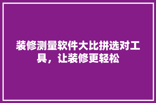 装修测量软件大比拼选对工具，让装修更轻松
