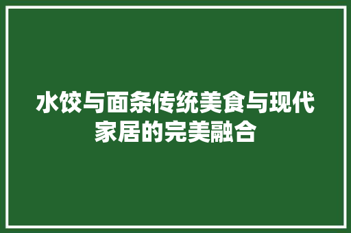 水饺与面条传统美食与现代家居的完美融合