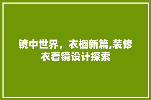 镜中世界，衣橱新篇,装修衣着镜设计探索