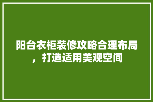 阳台衣柜装修攻略合理布局，打造适用美观空间