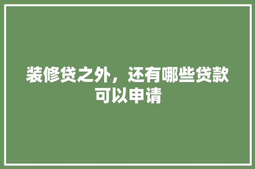 装修贷之外，还有哪些贷款可以申请