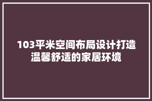 103平米空间布局设计打造温馨舒适的家居环境