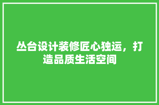 丛台设计装修匠心独运，打造品质生活空间