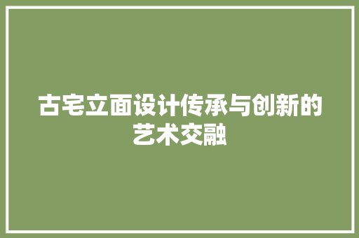 古宅立面设计传承与创新的艺术交融