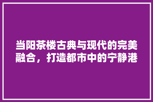 当阳茶楼古典与现代的完美融合，打造都市中的宁静港湾  第1张