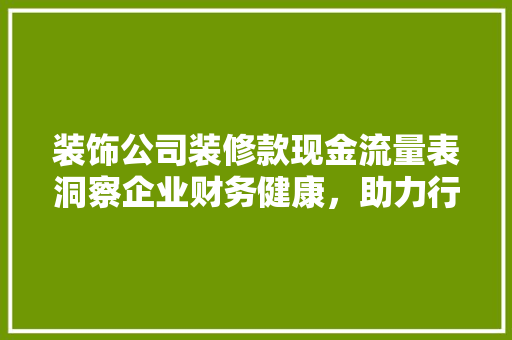 装饰公司装修款现金流量表洞察企业财务健康，助力行业稳健发展