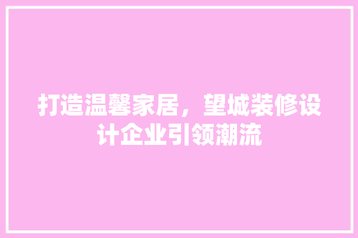 打造温馨家居，望城装修设计企业引领潮流