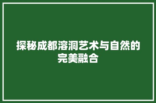 探秘成都溶洞艺术与自然的完美融合