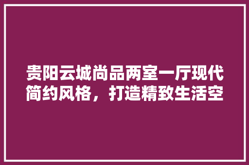 贵阳云城尚品两室一厅现代简约风格，打造精致生活空间