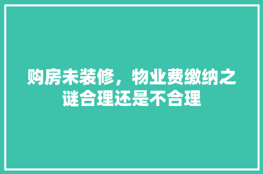 购房未装修，物业费缴纳之谜合理还是不合理