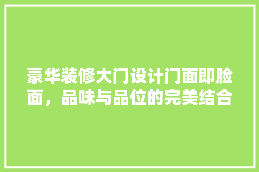豪华装修大门设计门面即脸面，品味与品位的完美结合