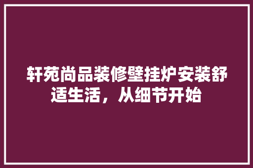 轩苑尚品装修壁挂炉安装舒适生活，从细节开始
