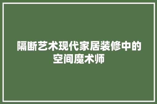 隔断艺术现代家居装修中的空间魔术师
