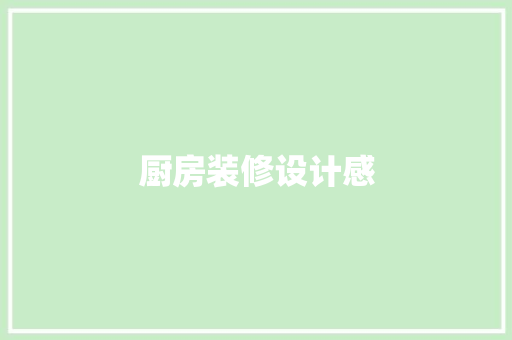 厨房装修设计感