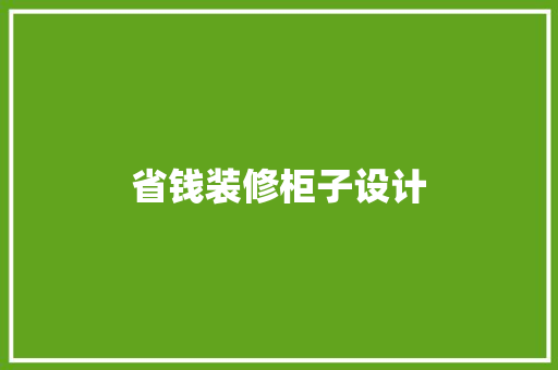 省钱装修柜子设计